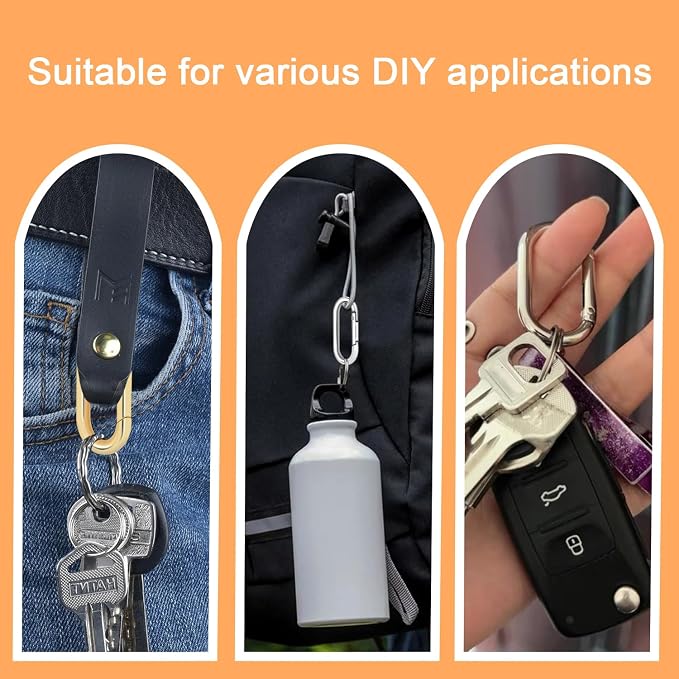 10Pack Oval Large Carabiner Clip, Metal Spring Carabiner Clips - Image 6