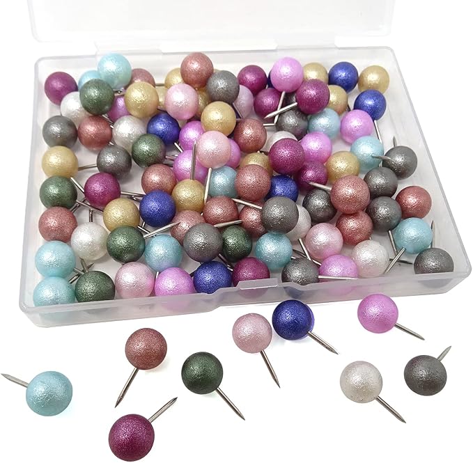 Honbay 100PCS Multi-Color Pearl Push Pins Plastic Round Head Thumb Tacks by Unknown