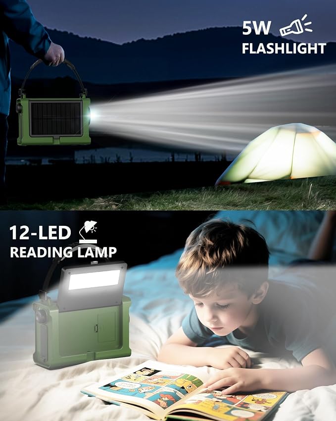 Emergency Weather Radio with Large Solar Panel, Efficient Hand Crank & Real - Image 5