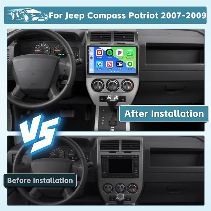 Hikity Android 13 Car Radio for 2007-2010 Jeep Compass Patriot - Image 2