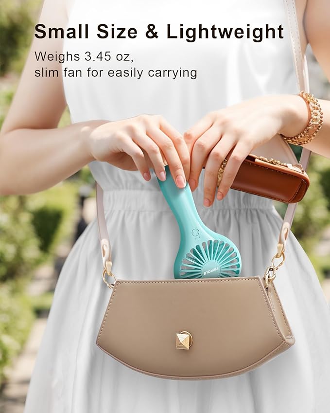 TriPole Mini Handheld Fan Battery Operated Small Personal Portable Fans Speed - Image 2