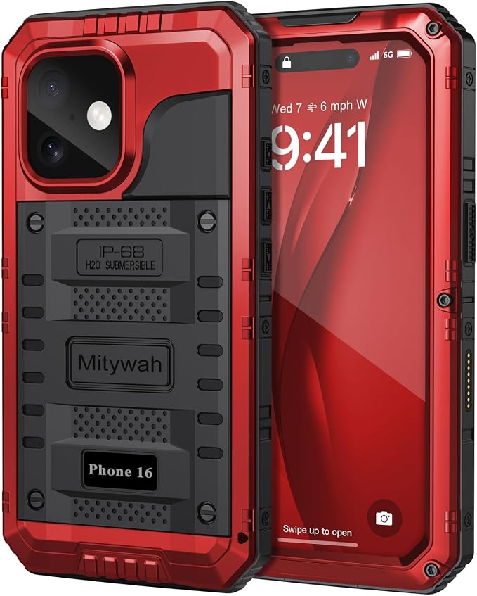Mitywah Waterproof Case for iPhone 16, Shockproof Heavy Duty Case by Mitywah