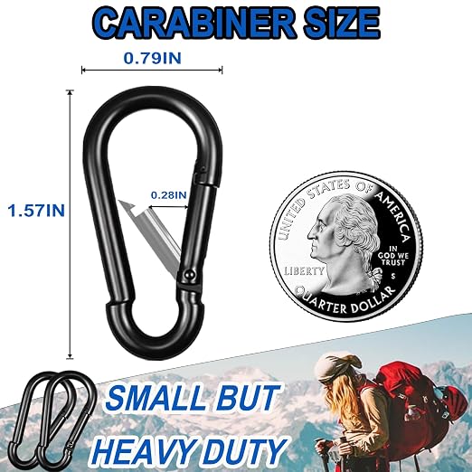 60PCS M4 Heavy Duty Carabiner Clip, 1.57Inch Snap Hook Quick Link Small - Image 2