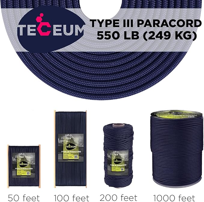 TECEUM 5/32" Paracord Rope 1000 – 1000ft / 200ft / 100ft / 50ft – Tactical - Image 9