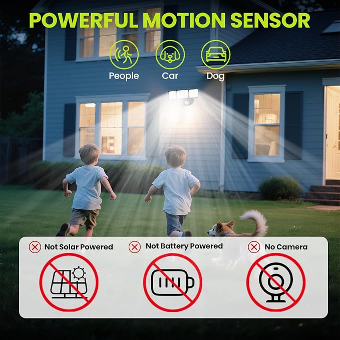 7500LM LED Security Light Motion Sensor Outdoor Lights, Adjustable 3 Head - Image 2