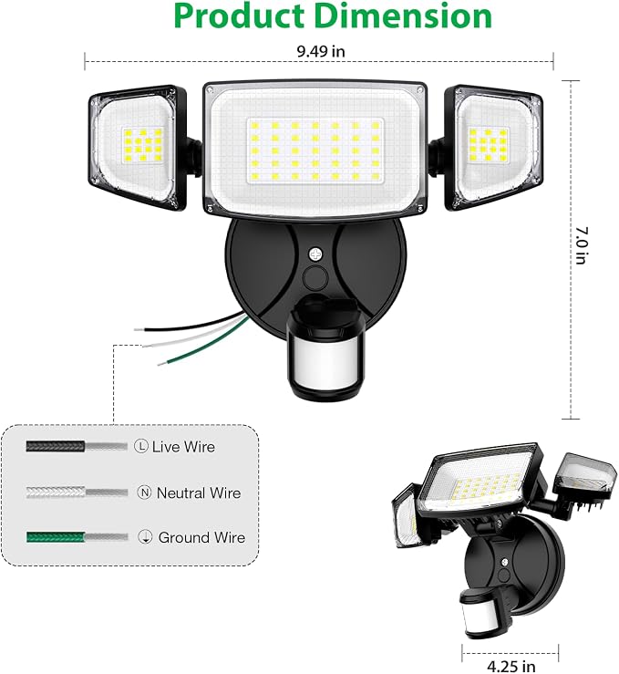 iMaihom 65W 6500LM LED Security Lights Motion Sensor Light Outdoor, 6500K - Image 9