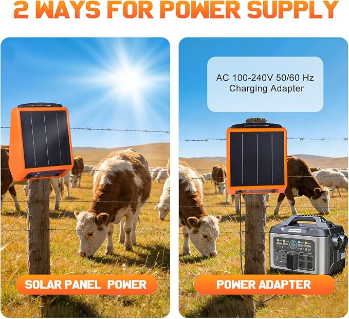 20miles Solar-Powered Electric Fence Charger, Adjustable Output - Image 4