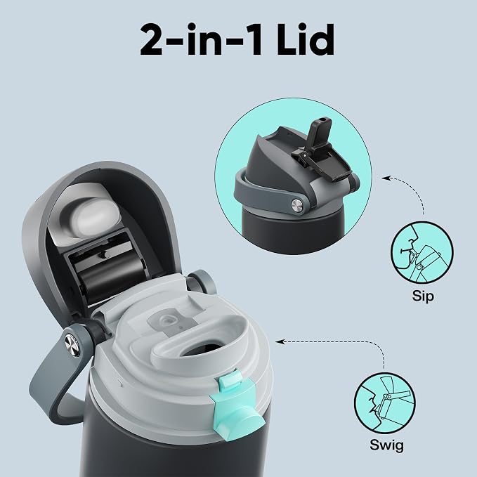 Insulated Water Bottle with Straw - Image 3