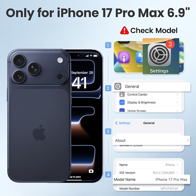 Mitywah Waterproof Case for iPhone 17 Pro Max, Rugged Metal Case - Image 2