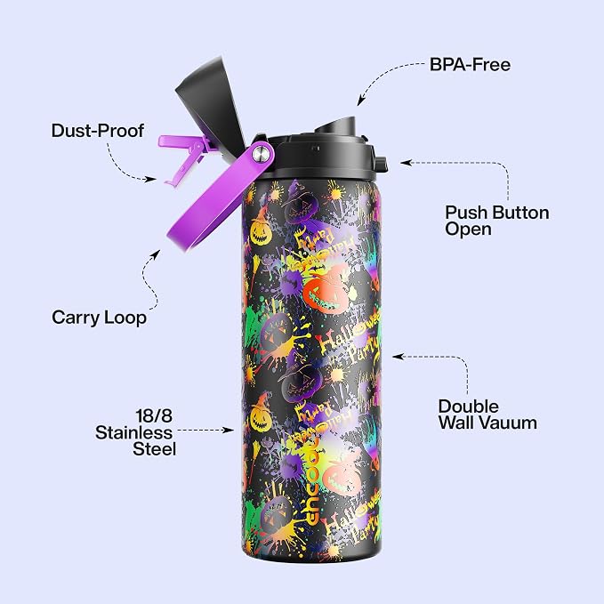 Insulated Water Bottle with Straw - Image 3