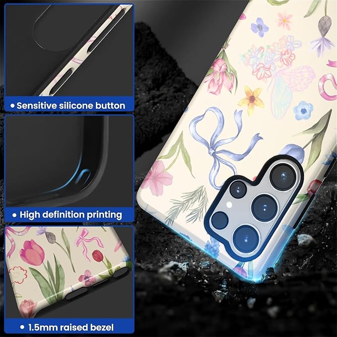 for Samsung Galaxy S25 Ultra Case, HL2 Aesthetic Flower Preppy Collage Hybrid 2 - Image 3