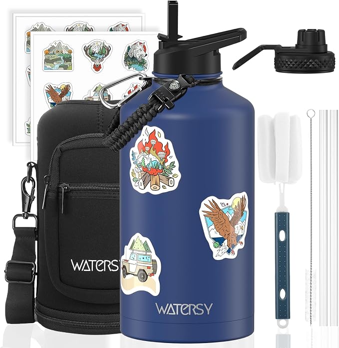 87oz Insulated Water Bottle, BPA Free&Leak Proof, 1.5 Gallon Stainless Steel by Watersy