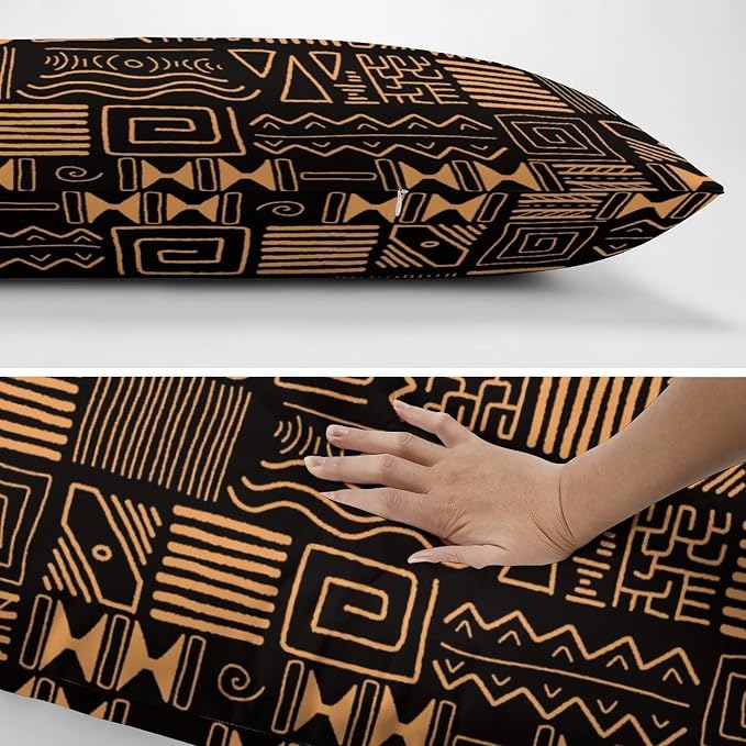 African Ethnic Pattern Throw Pillow Covers Set of 2 Queen Size Abstract Tribal - Image 5