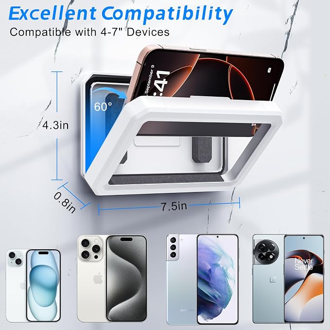 Shower Phone Holder Waterproof, 480° Rotatable, Compatible - Image 2