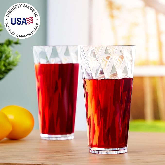 US Acrylic Optix Plastic Reusable Drinking Glasses 26oz Iced-Tea Cups in Clear - Image 2