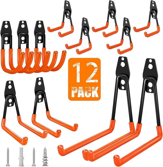 KOFANI Garage Hooks Heavy Duty, 12 Pack Anti-Slip Coating Garage Wall Storage by KOFANI-USDirect