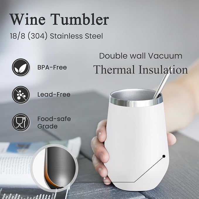 MEWAY Durable 12oz Stainless Steel Wine Tumbler - Image 2