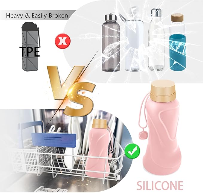 Collapsible Water Bottles, Leak Proof, Reuseable BPA Free Silicone Foldable - Image 5