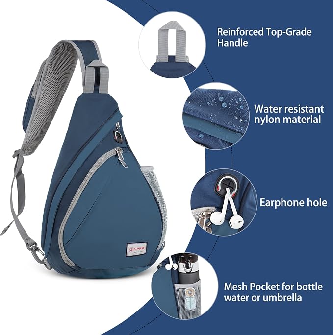 ZOMAKE Sling Bag, Small Crossbody Sling Backpack, Water Resistant Shoulder - Image 2