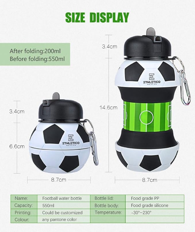 Collapsible Water Bottles with Carabiner Food Grade Sports Water Bottle - Image 3