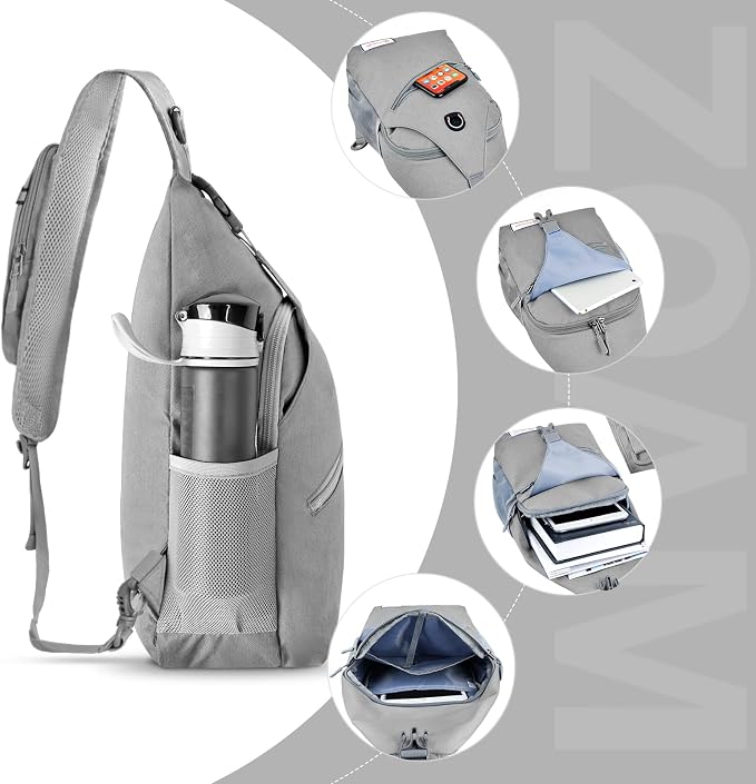 ZOMAKE Sling Bag, Small Crossbody Sling Backpack, Water Resistant Shoulder - Image 3