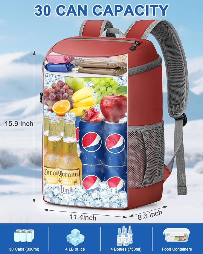 Pritent Cooler Backpack for Men Women Insulated Waterproof Backpack Cooler Leak - Image 5