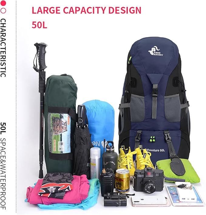 Bseash 50L Hiking Backpack, Water Resistant Lightweight Outdoor Sport Daypack - Image 9