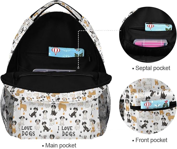 Wamika Bernese Mountain Dog Kids Backpack Cute Puppy Paw School Backpacks Boys - Image 3