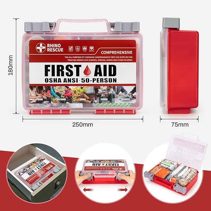 RHINO RESCUE 266 Pieces All-Purpose First Aid Kit, Home & Office Emergency - Image 2