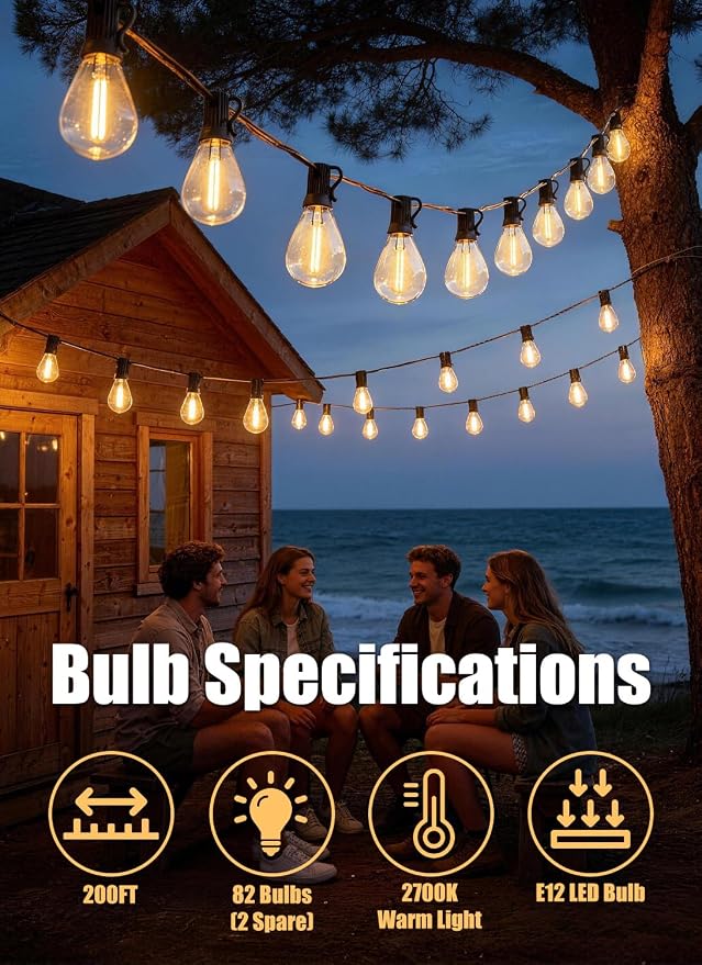 200FT Outdoor String Lights Waterproof - Image 3