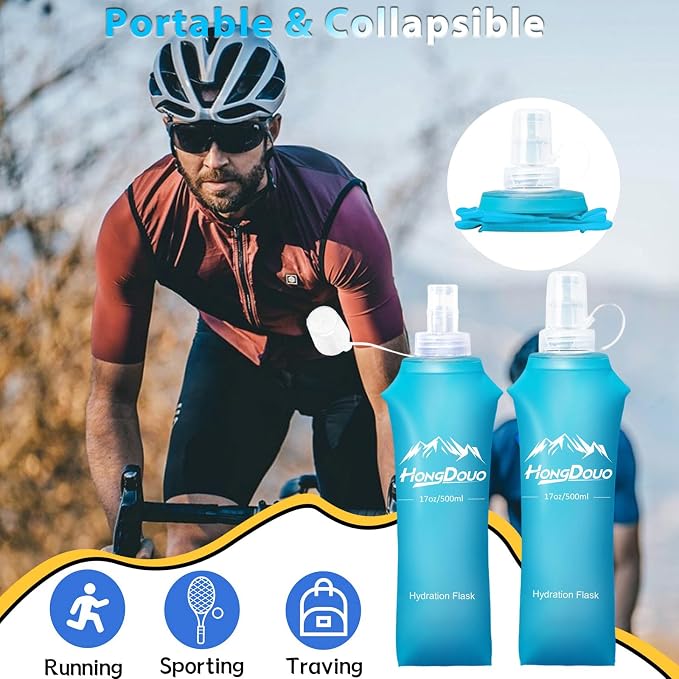 2 Packs Soft Flask, 17oz/500ml TPU Collapsible Soft Water Bottle - Image 6