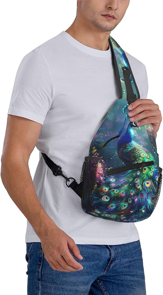 Peacock Sling Bag For Women Men Fashion Backpack Crossbody Beautiful Peacock - Image 8