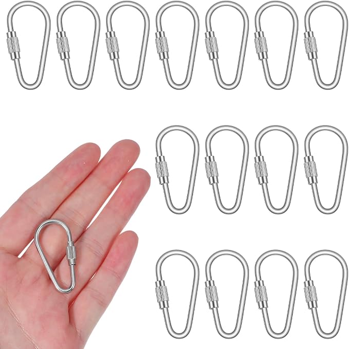 Nogeqi 15 Pcs Small Locking Carabiner, 1.4" D-Ring Key Hooks by Unknown