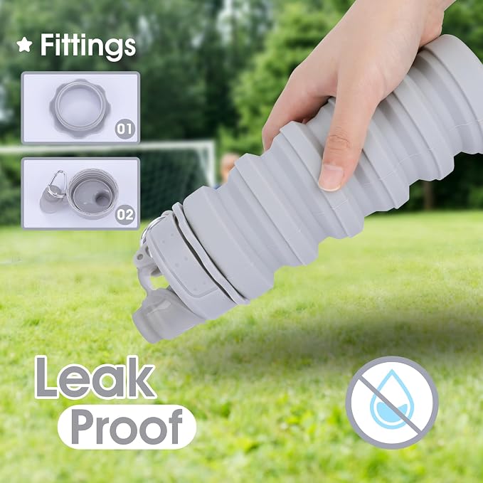 Collapsible Water Bottles for Kids, Reusable BPA Free Silicone Foldable Sports - Image 4