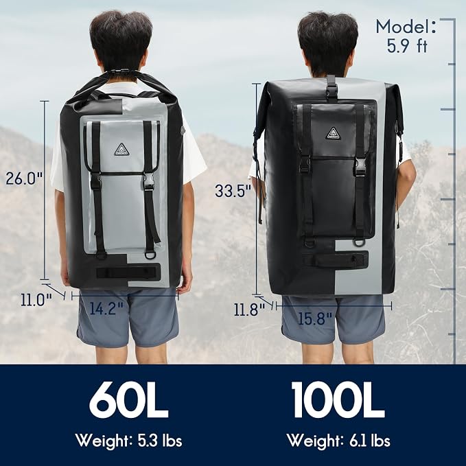 Haimont Waterproof Backpack Roll Top Dry Bag Kayak Dry Backpack IPX7 - Image 6