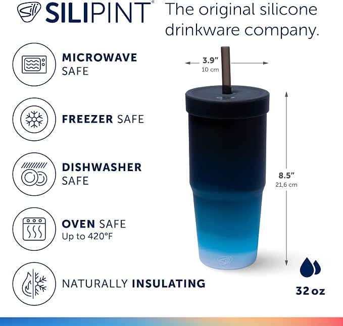 Silipint: 32oz Silicone STRAW TUMBLER, Unbreakable, Dishwasher Safe - Image 2