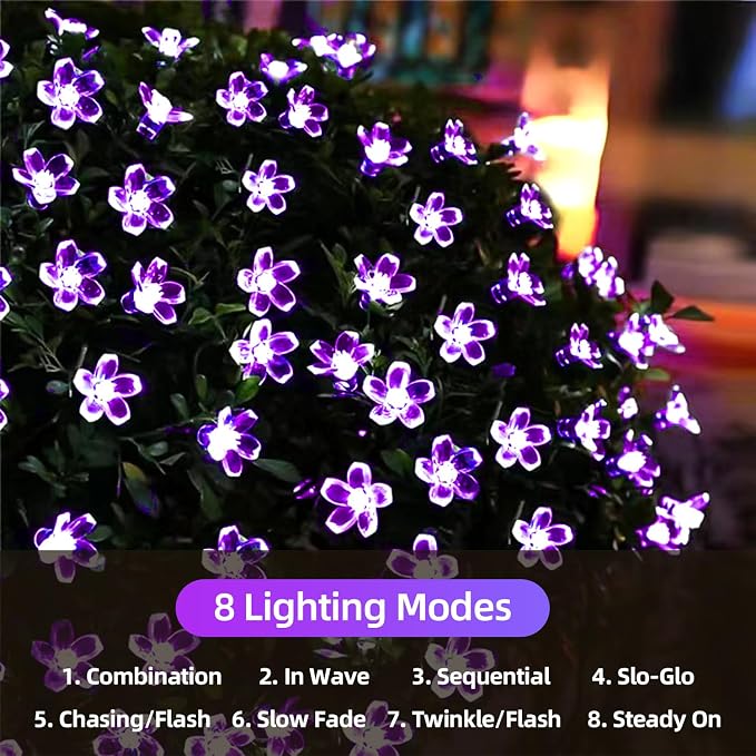 ITICdecor Outdoor Solar Flower String Lights Waterproof 50 LED Fairy Light - Image 3