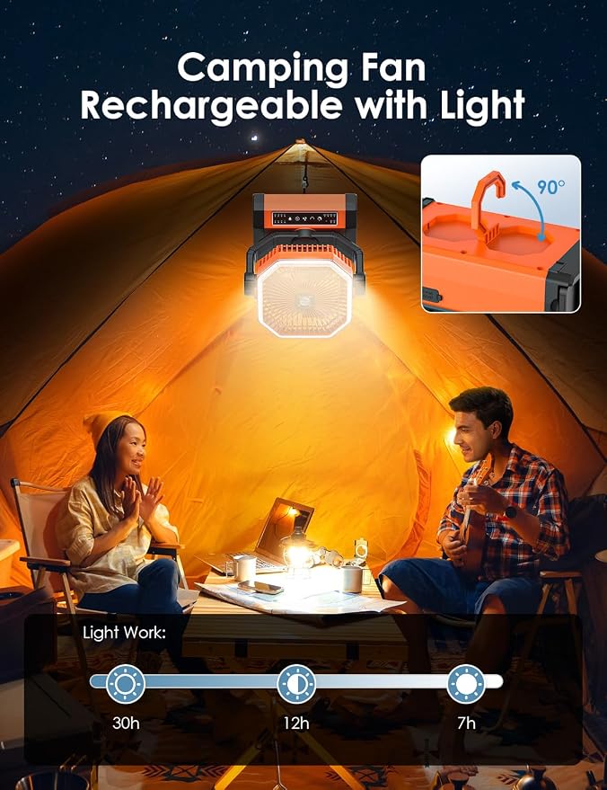 Battery Powered 9-Inch Rechargeable Portable Fan - 10000mAh Auto Oscillation - Image 4