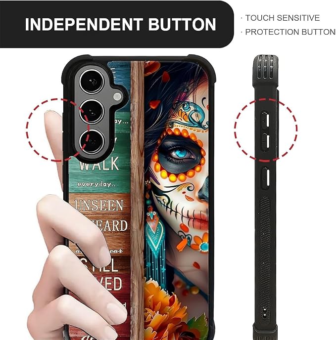 for Samsung Galaxy S24 S25 Plus Case, Sugar Skull Day of Death Halloween - Image 5