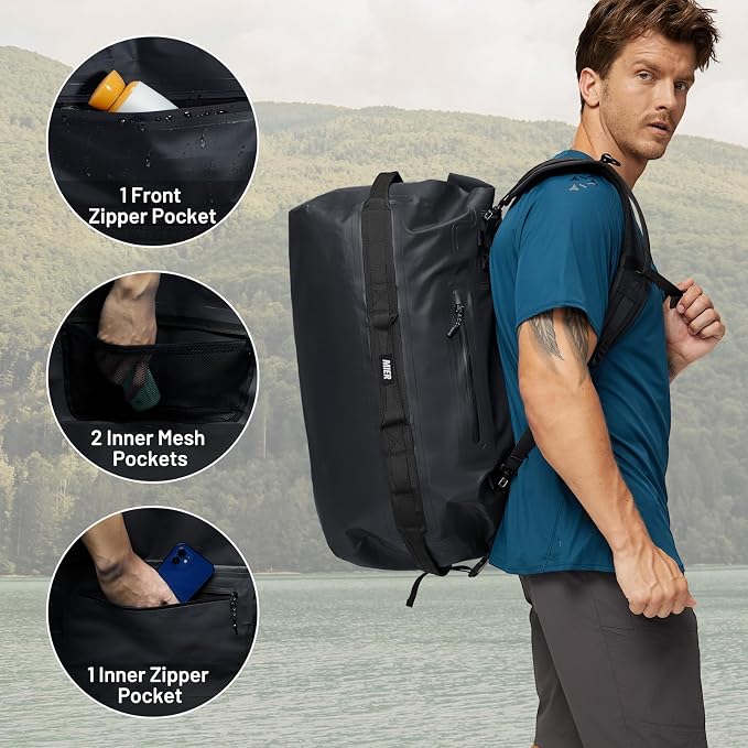 MIER Waterproof Duffel Bag Motorcycle Dry Bag Backpack Large Roll-Top Heavy - Image 3