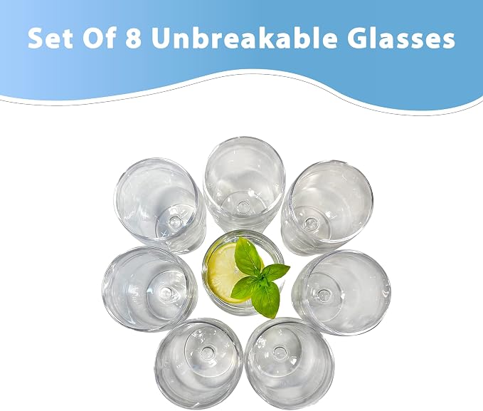 Lily's Home Unbreakable Plastic Wine Glasses Set of 8, 12 oz Shatterproof - Image 3