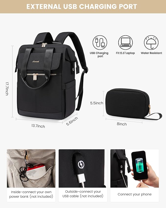 LOVEVOOK Laptop Backpack for Women, 15.6 Inch Work Laptop Bag - Image 4