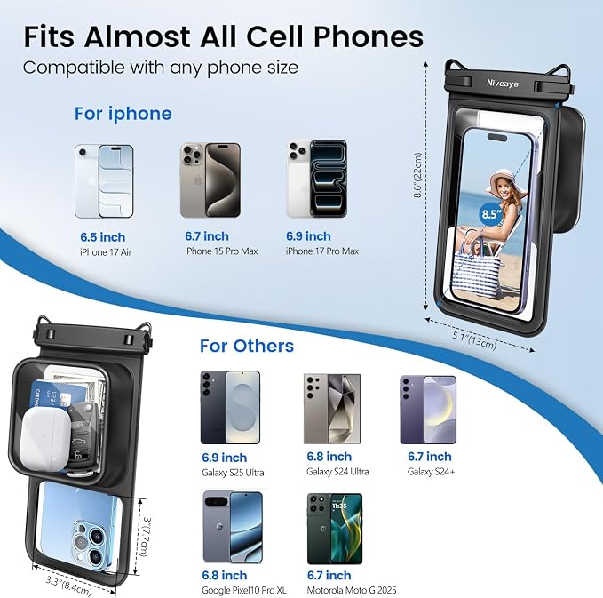 Niveaya [Floatable Floating Waterproof Phone Pouch 2 Pack-Up to 8.5", Large - Image 5