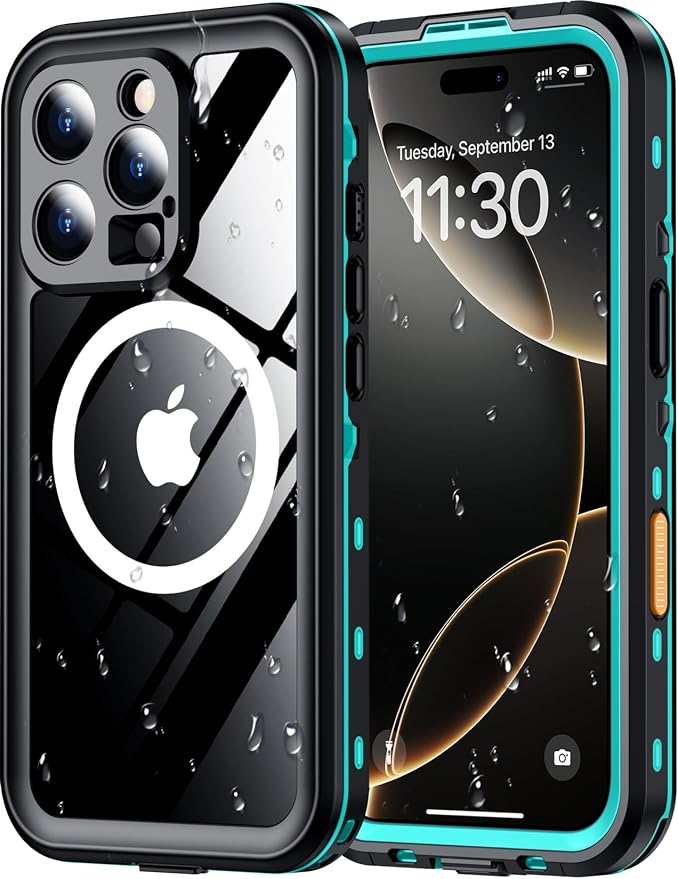 Red2Fire for iPhone 16 Pro Case Waterproof, Phone Case 6.3" Blue/Clear by Red2Fire