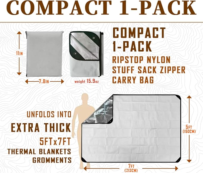 Heavy Duty Survival Blanket -Multifunctional Reflective Tarp Thermal Blanket - Image 2