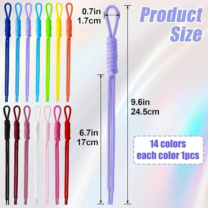 14pcs Colorful Paracord Rope Keychain, Paracord Keychain Bag Charms, Braided - Image 2