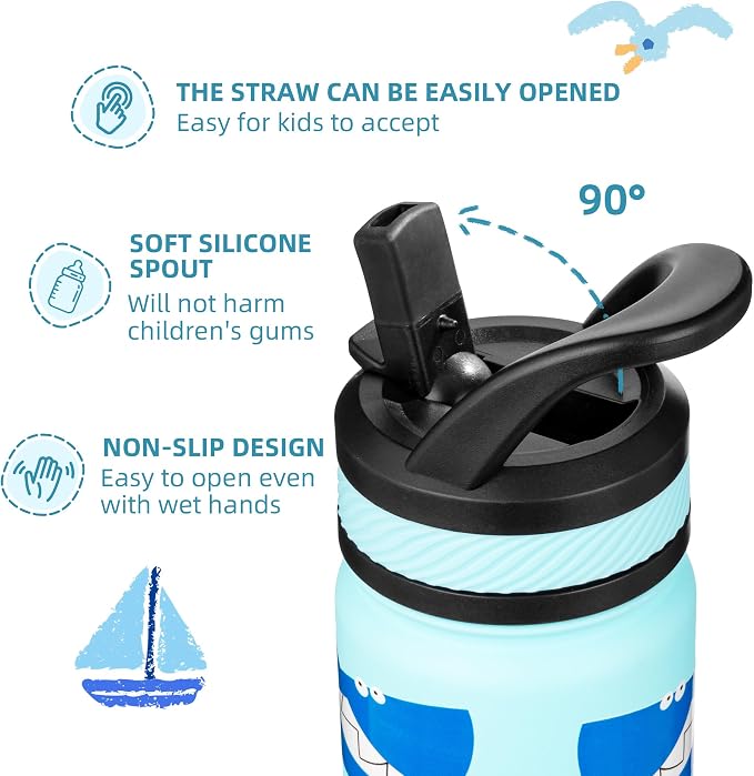 Fanhaw 14 Oz Kids Insulated Water Bottle - Image 3