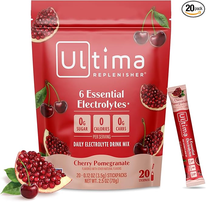 Ultima Replenisher Daily Electrolyte Powder – Cherry Pomegranate, 20 Stickpacks by UltimaReplenisher