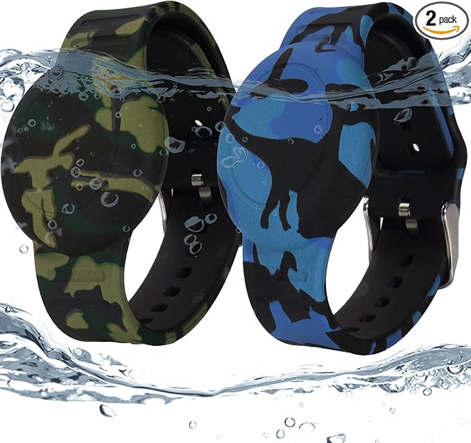 2 Pack Waterproof Bracelet for AirTag Kids, Hidden Printed Wristband for Apple by KAHADI