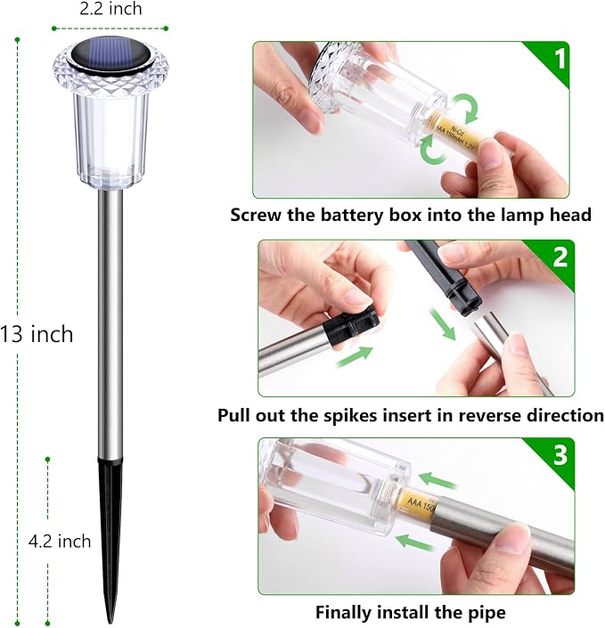 Solar Pathway Lights 10 Pack Solar Lights Outdoor Waterproof 6000K Cold White - Image 5